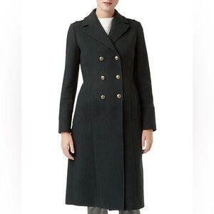 Hobbs London Bianca Military-Style Long Trench Coat with Gold Buttons